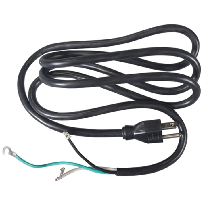 Coiled black 12/3 power cord with molded plug and bare wire leads, Hayward SPXABG12CORD cord set