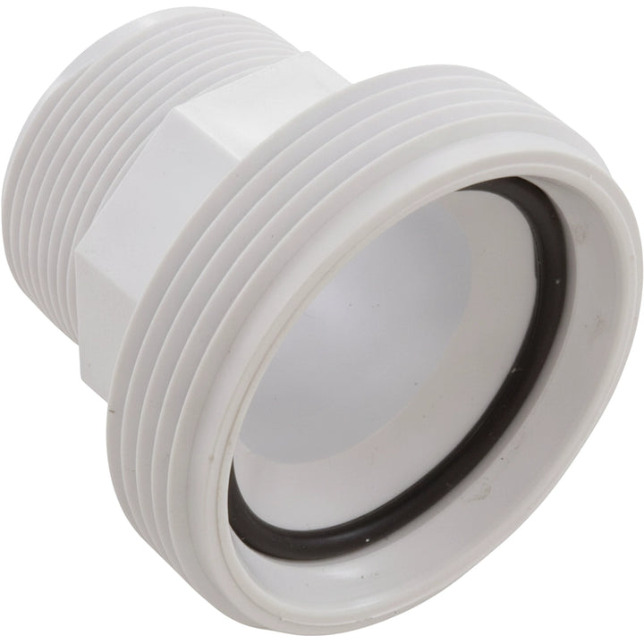 White plastic Hayward End Connector SPX1480B with external threads and black rubber O-ring, angled view.