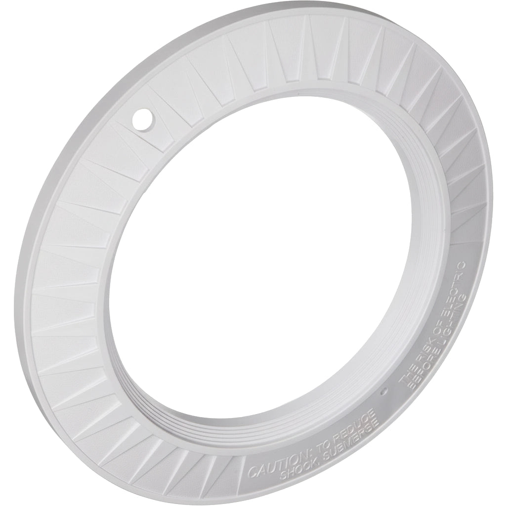 White plastic face rim with ribbed texture and mounting hole, Hayward SPX0540A for StarLite fittings