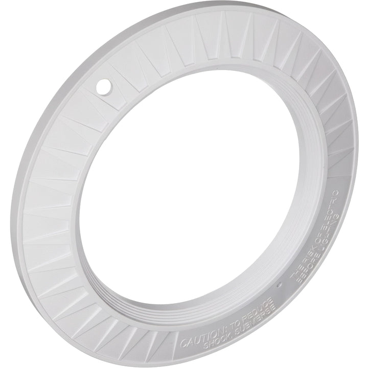 White plastic face rim with ribbed texture and mounting hole, Hayward SPX0540A for StarLite fittings