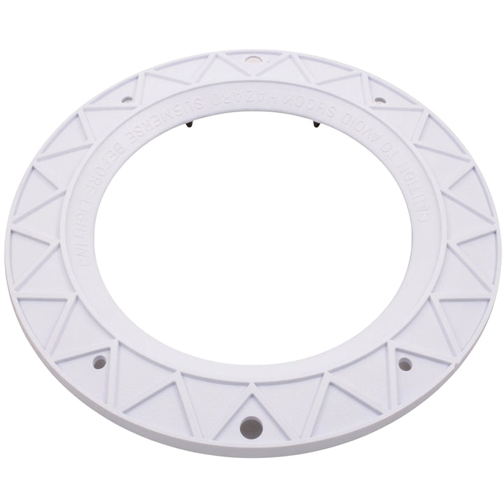 White round Hayward SPX0540A face rim with molded triangle pattern, mounting holes, and embedded studs.