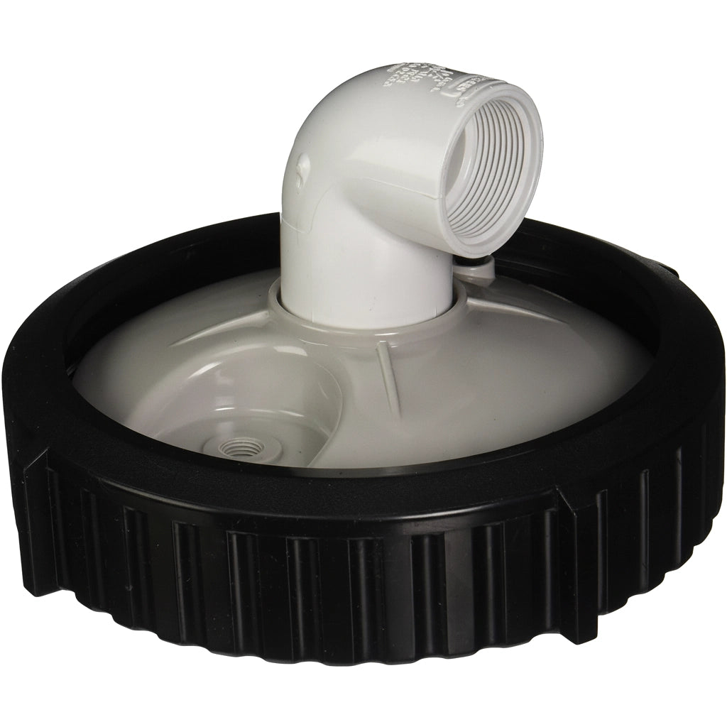 Hayward CX400BA filter head assembly with white 90-degree check valve elbow and black ridged locking ring