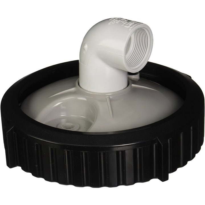 Hayward CX400BA filter head assembly with white 90-degree check valve elbow and black ridged locking ring