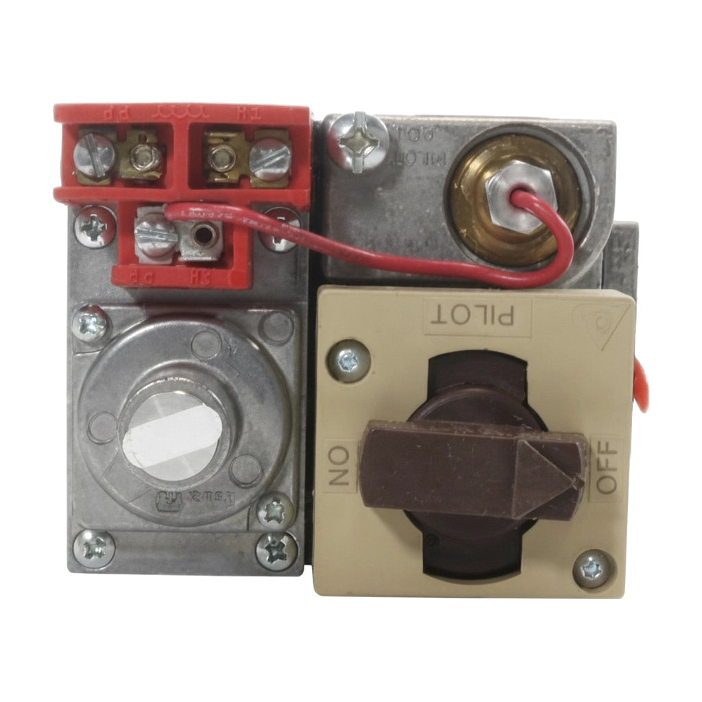 Hayward HAXGSV0001 millivolt gas valve with red terminal block and tan Pilot/On/Off knob