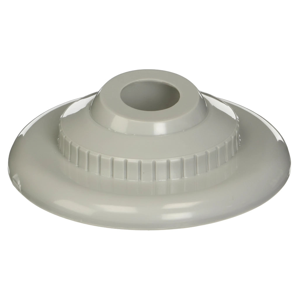 Gray Hayward Hydrostream SP1418DGR eyeball inlet fitting with round center opening and ribbed collar, viewed at an angle.