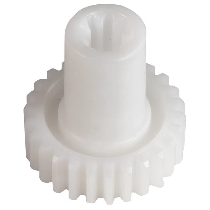 White plastic Hayward PVXH007 large gear drive with raised center hub and splined bore, shown against white background.