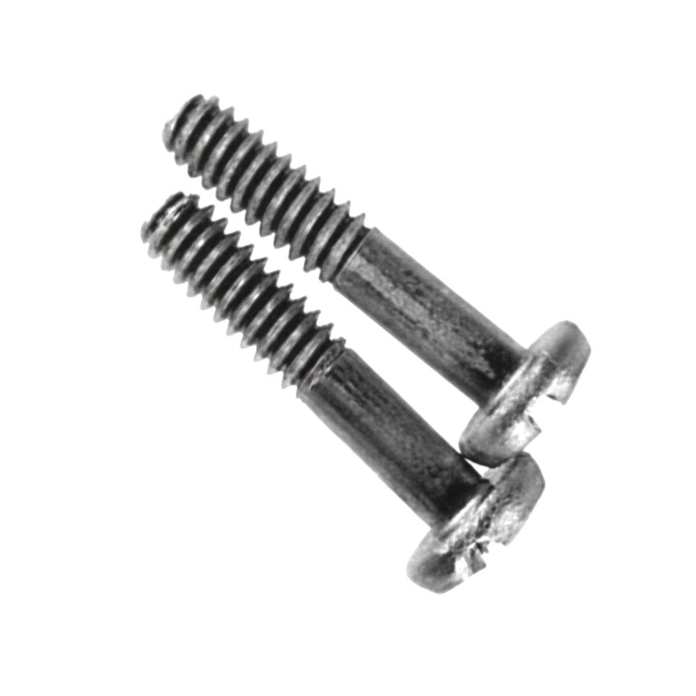 Two metal slotted round-head screws with threaded shafts, Hayward Main Drain Screw Machine WGX1030Z2AM.