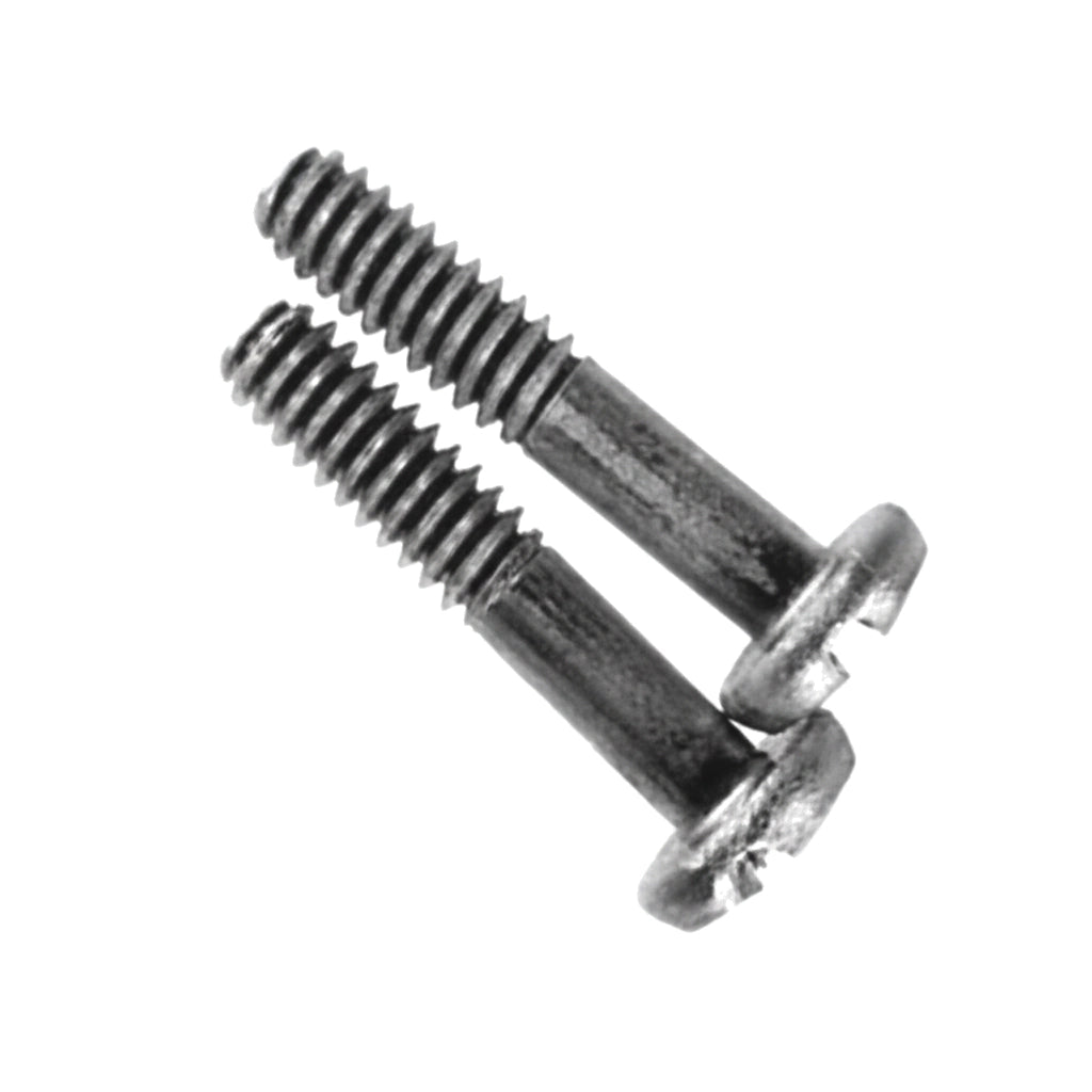 Two metal slotted round-head screws with threaded shafts, Hayward Main Drain Screw Machine WGX1030Z2AM.
