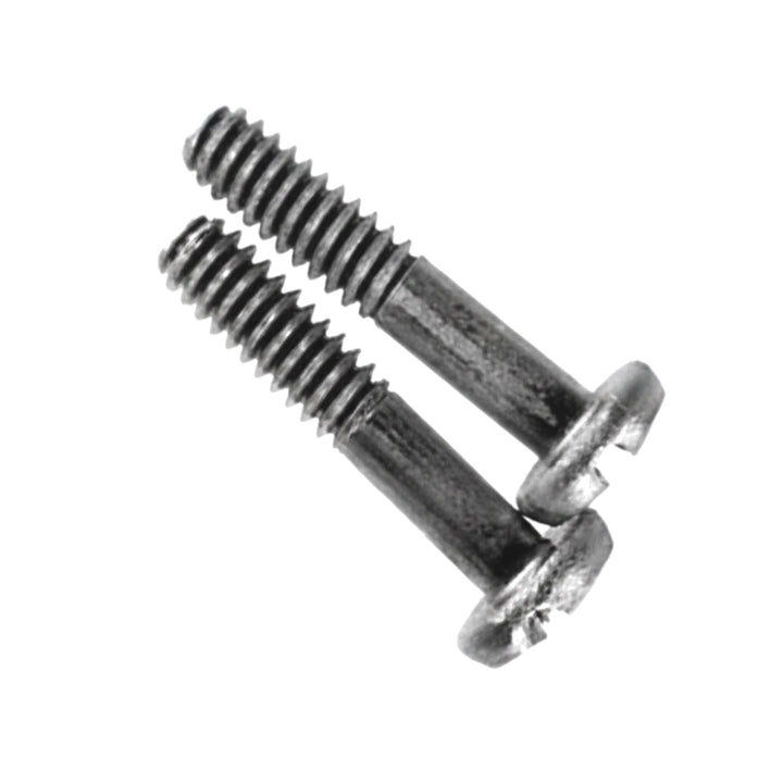 Two metal slotted round-head screws with threaded shafts, Hayward Main Drain Screw Machine WGX1030Z2AM.