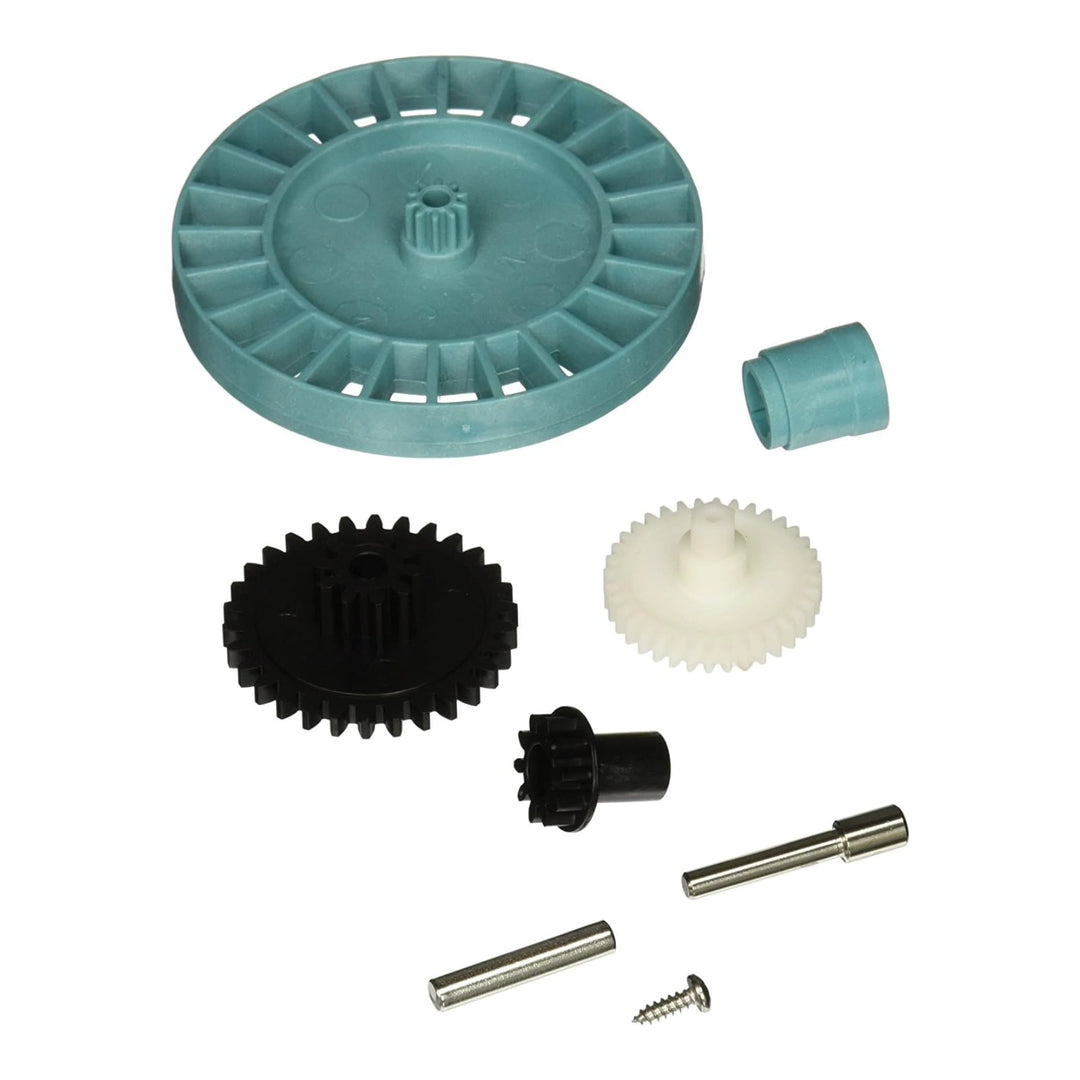 Hayward AXV079VP turbine spindle gear kit with teal wheel, black and white gears, bushing, pins, and screw