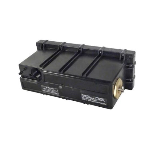 Black Hayward Motor Unit RCX43000 with ribbed housing and brass drive shaft for TigerShark pool cleaners