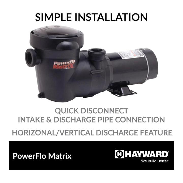 Hayward PowerFlo Matrix High Efficiency Pump, 0.85 HP Single-Speed for Above-Ground Pools | W3SP1592