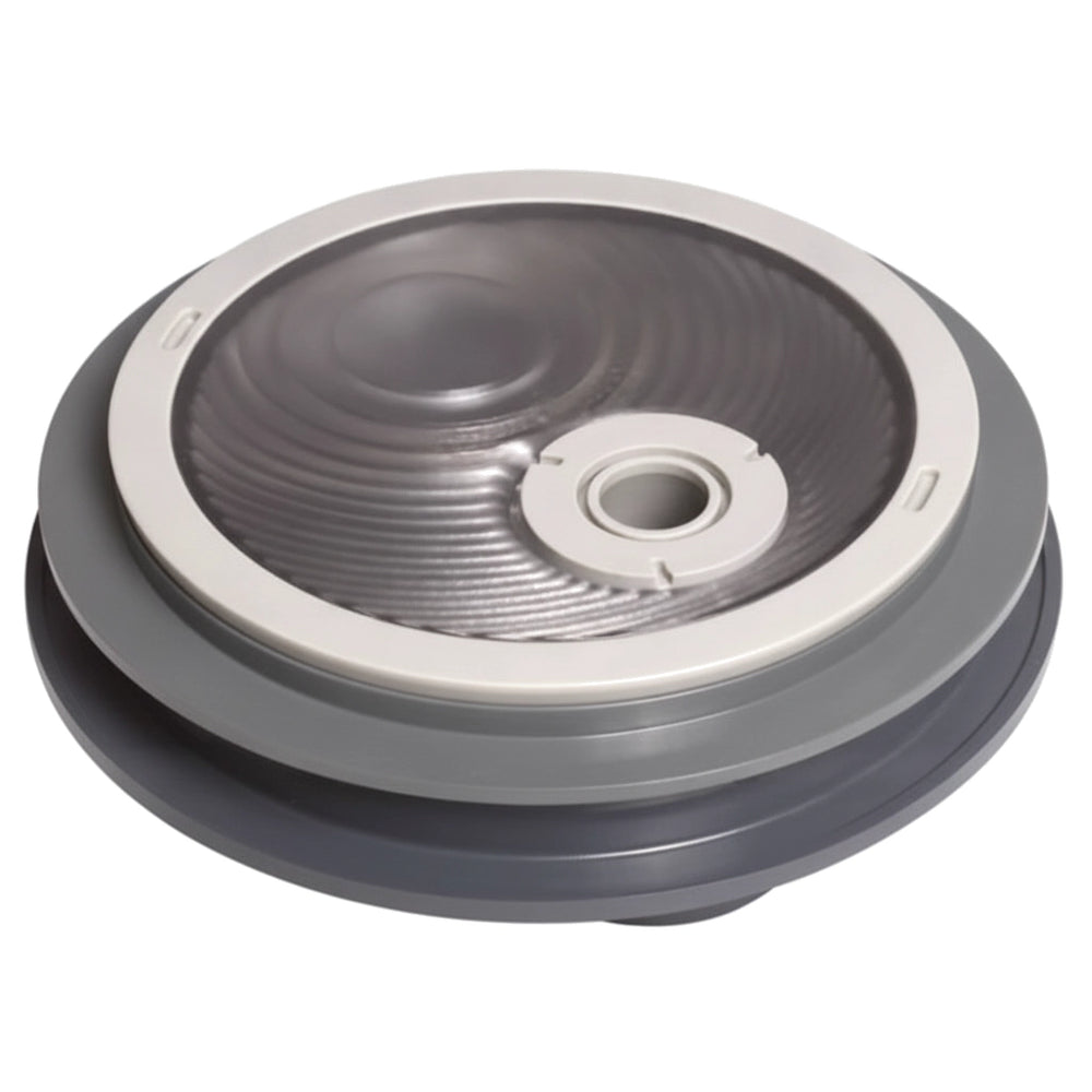 Hayward GLXBLNGR gray lens kit for ColorLogic Bubbler, round ribbed lens with center opening, angled view.