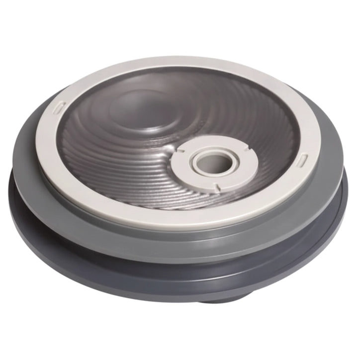 Hayward GLXBLNGR gray lens kit for ColorLogic Bubbler, round ribbed lens with center opening, angled view.