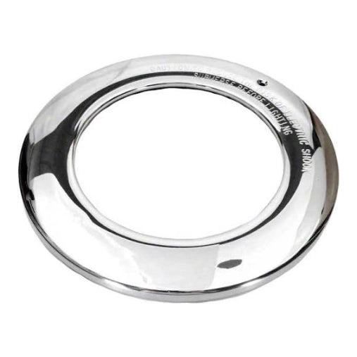 Hayward SPX0580AS stainless steel round face plate for AstroLite pool light, engraved warning text visible