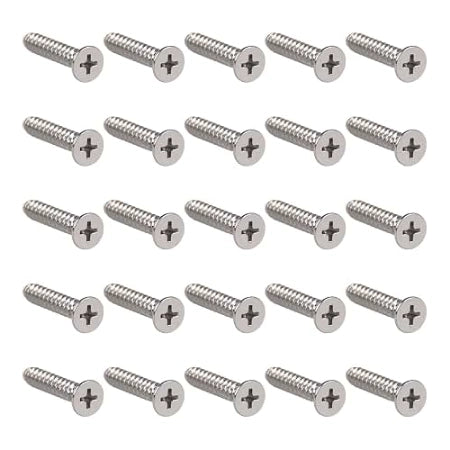 Rows of silver Phillips-head flat screws, Hayward Standard Skimmer Screw Set SPX1090Z6A.