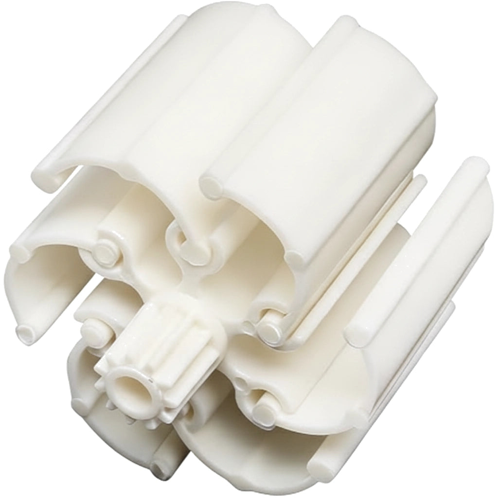 White plastic turbine vane assembly with curved fins, part of Hayward Turbine Vane 6-Pack PVXH004PK6.
