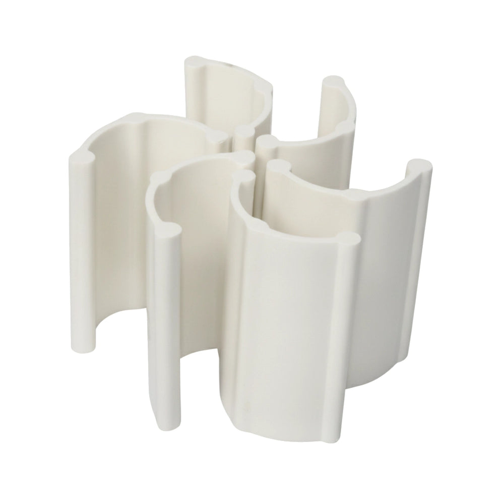 Six white curved plastic turbine vanes interlocked, Hayward Turbine Vane 6-Pack PVXH004PK6 for pool cleaners.