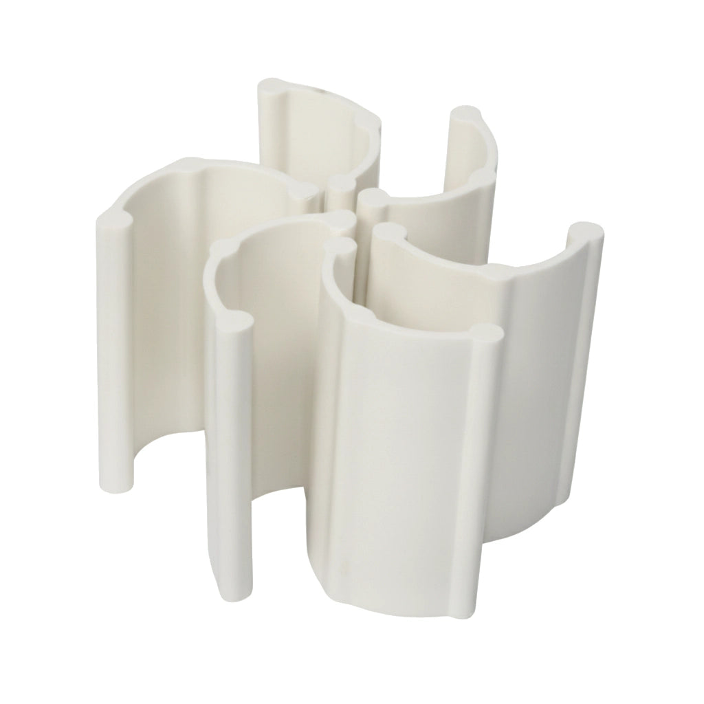 Six white curved plastic turbine vanes interlocked, Hayward Turbine Vane 6-Pack PVXH004PK6 for pool cleaners.