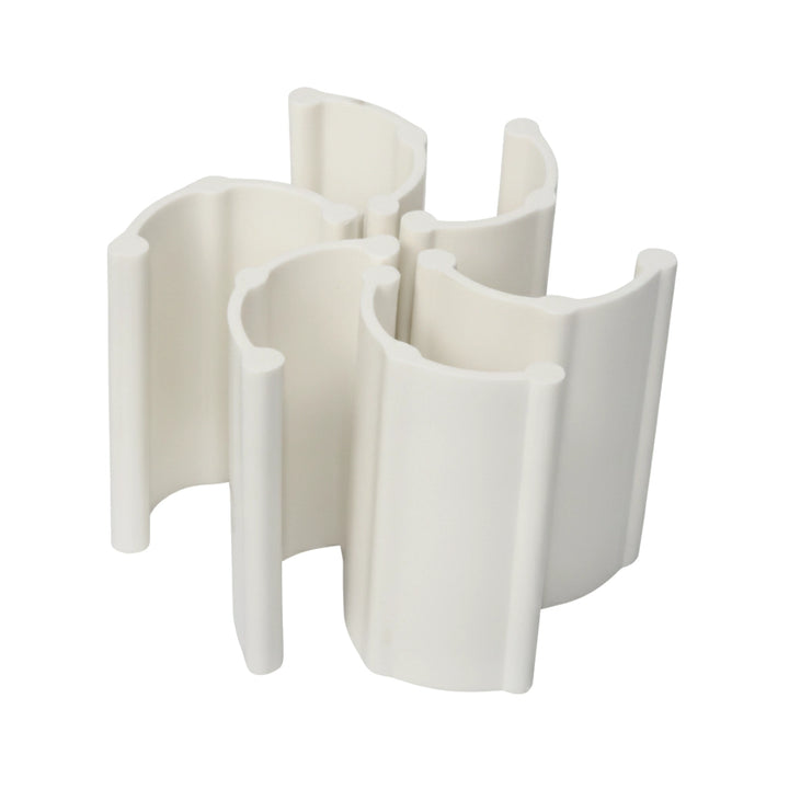 Six white curved plastic turbine vanes interlocked, Hayward Turbine Vane 6-Pack PVXH004PK6 for pool cleaners.