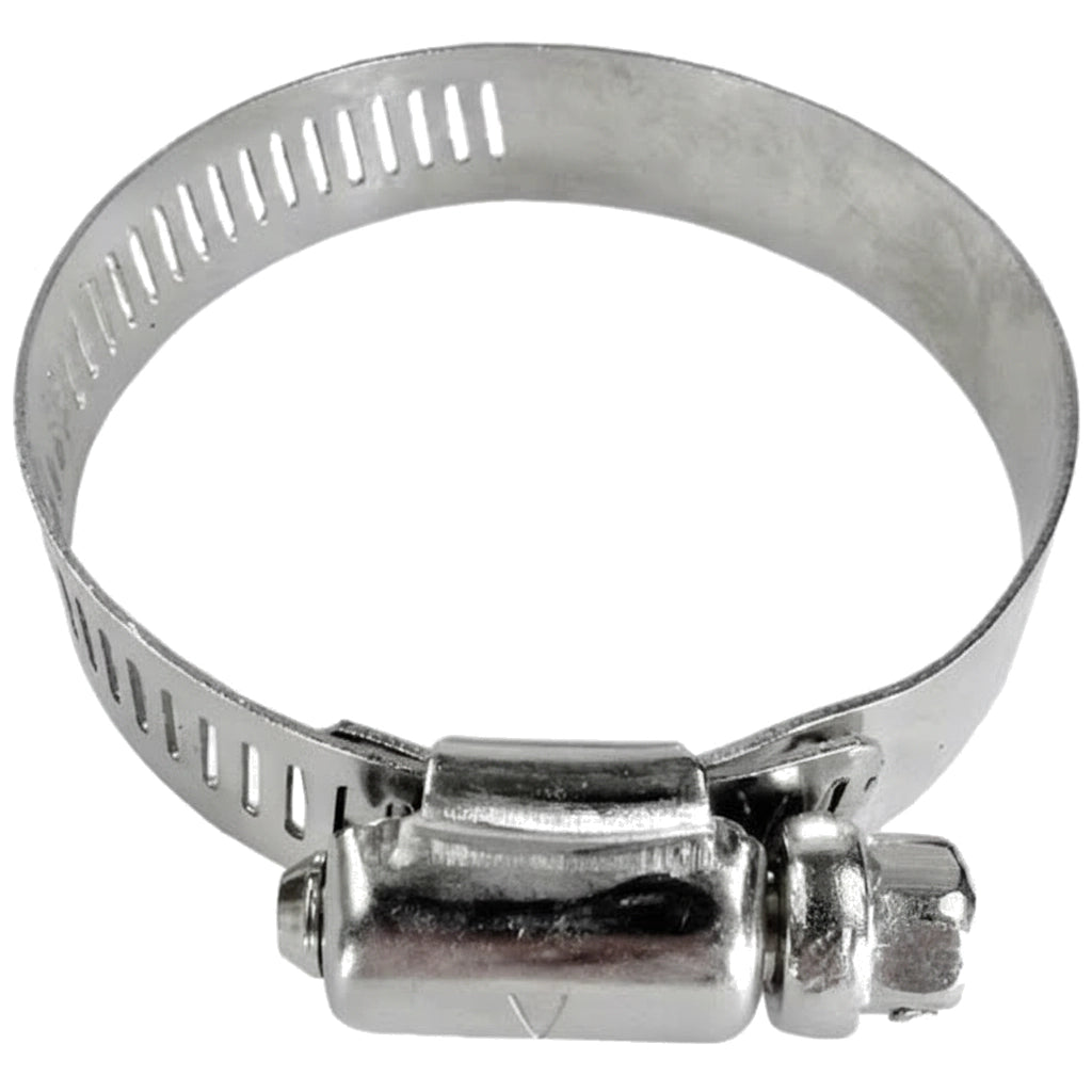 Hayward Hose Clamp 1 1/2in, round stainless steel band with worm-gear screw and slotted perforations.