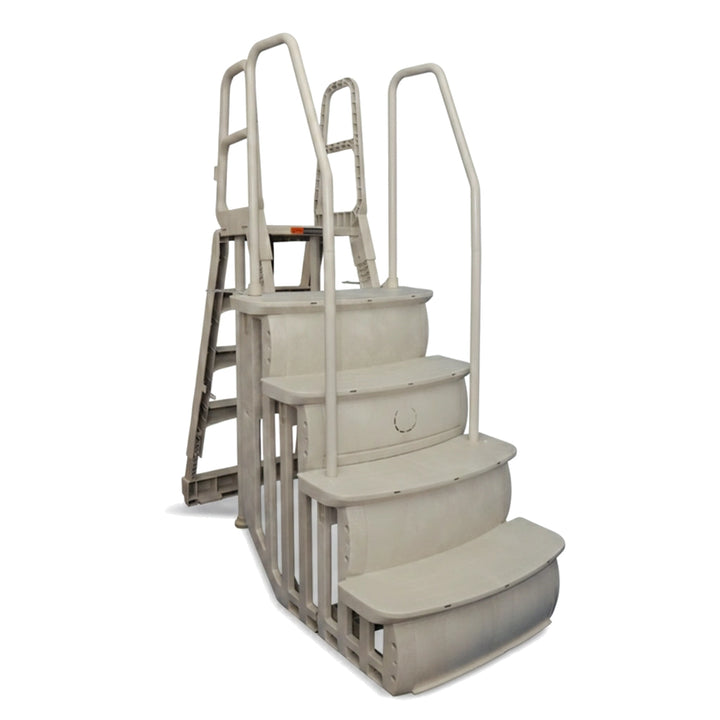 Main Access Easy Entry System 36" Step w/ Safety Ladder for AG Pools, Taupe | 200700T/200400T