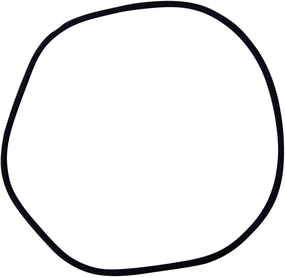 a black irregularly shaped ring made of flexible material against a white background