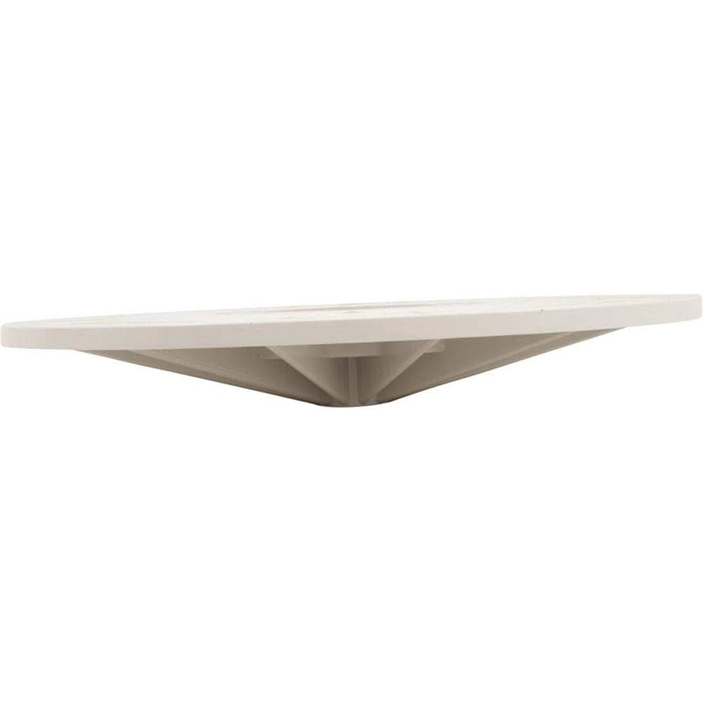 white plastic skimmer lid with circular flat top and conical undersurface for aquatic systems