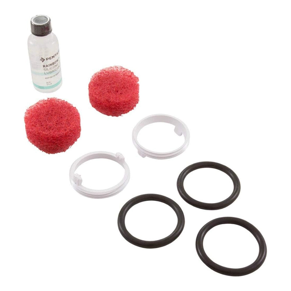 Pentair Deck Jet accessory kit with bottle of silicone lubricant, two red filter pads, white rings, three black O-rings