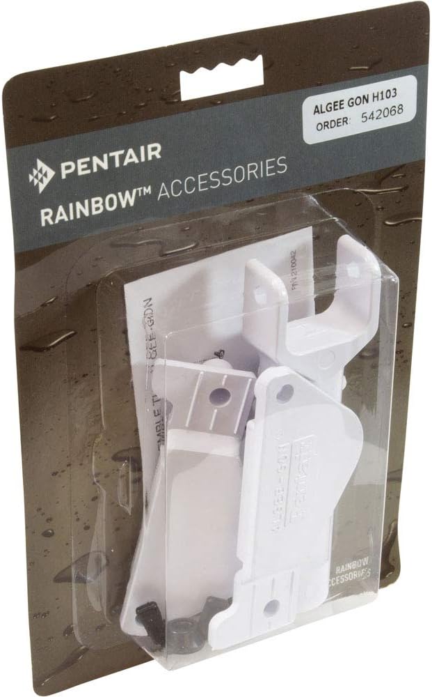 Pentair Algee-Gon chlorine tablet holder in white plastic packaging with a gray and brown background card labeled Rainbow Accessories