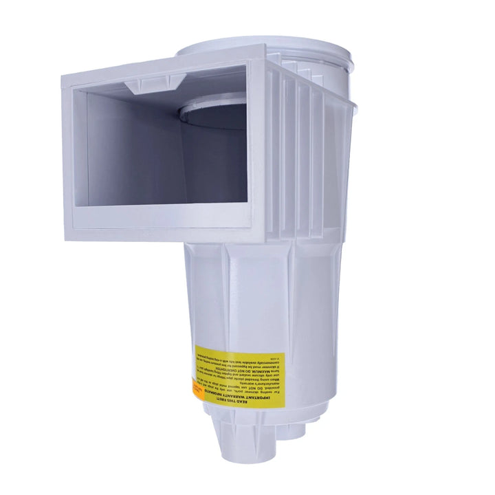 white Pentair Bermuda skimmer with 2 inch slip ports and a rectangular opening for gunite pools