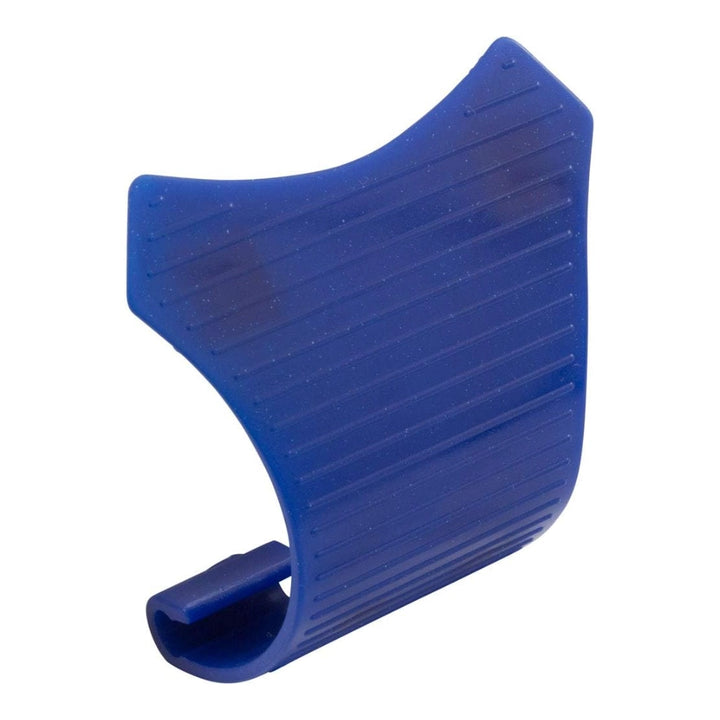 Blue ribbed plastic buckle clip from the Pentair Rebel buckle kit 360284, shown at an angle against a white background.
