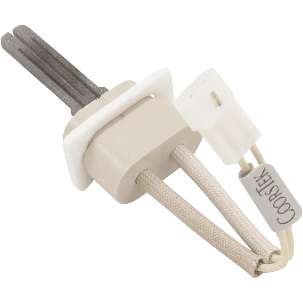 Pentair hot surface ignitor with Coorstek ceramic body, metal prongs, and braided lead wires, part 77707-0244