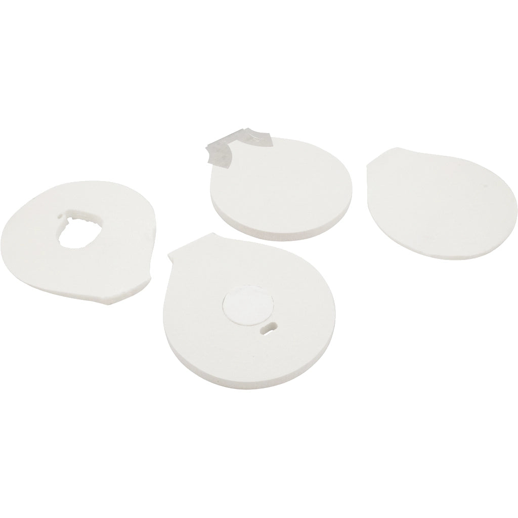 Four white foam gasket pieces of varying shapes from Pentair&