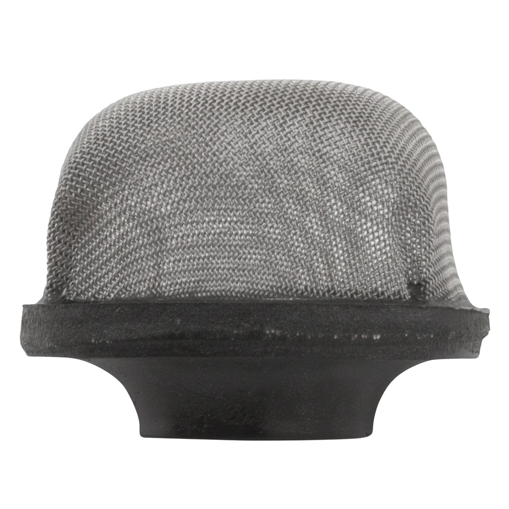 Pentair Eclipse air bleed strainer 55024400 with gray mesh screen and black rubber base, front view.