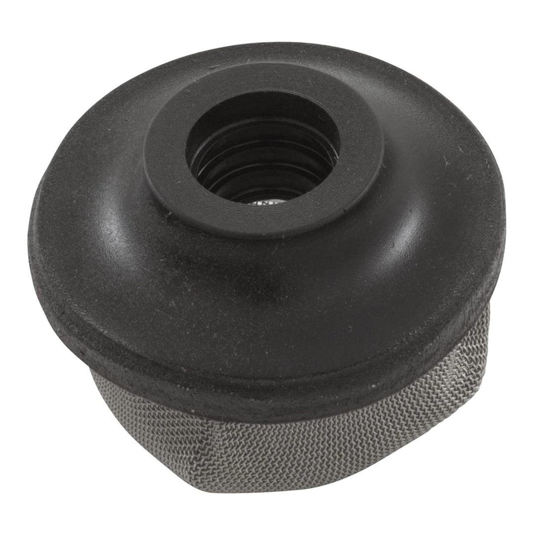 Black round Pentair Eclipse air bleed strainer with threaded center hole and textured base, part 55024400.