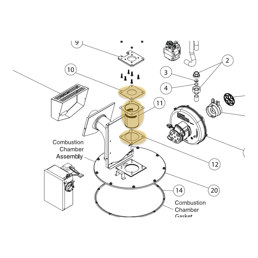 Exploded diagram of Pentair MasterTemp 125 burner system highlighting Flameholder Kit 474994 components 10-12