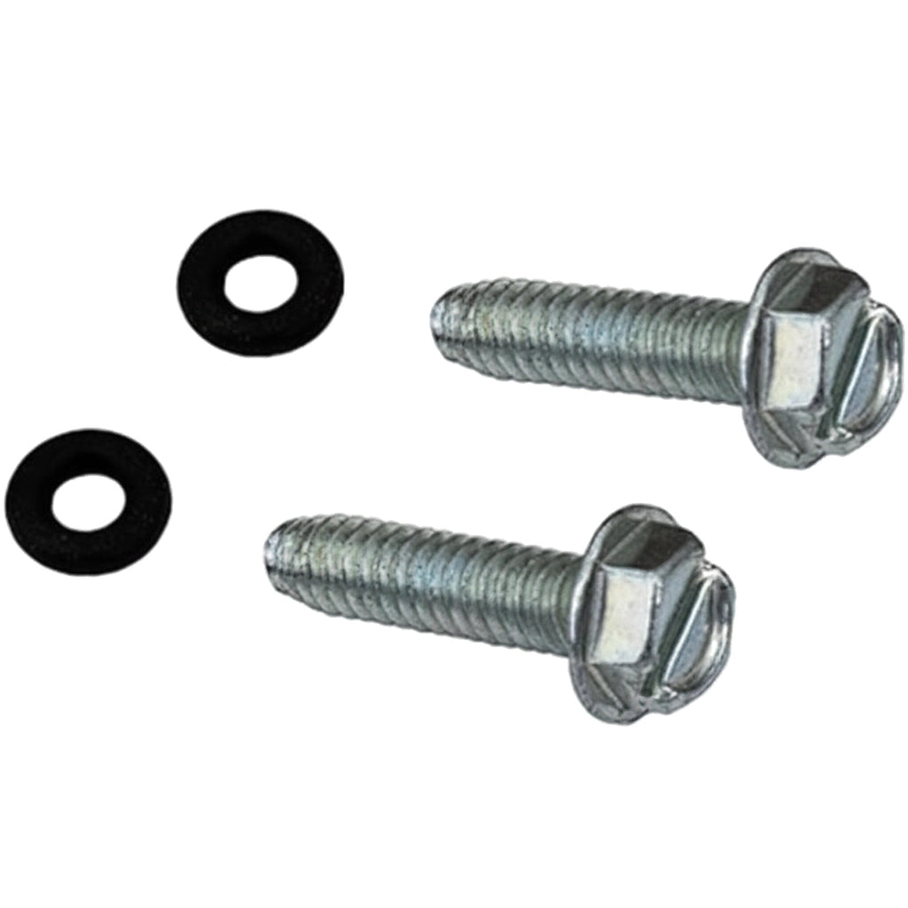 Two zinc hex-head slotted screws and two black rubber washers for the Pentair EasyTouch bezel, 521232