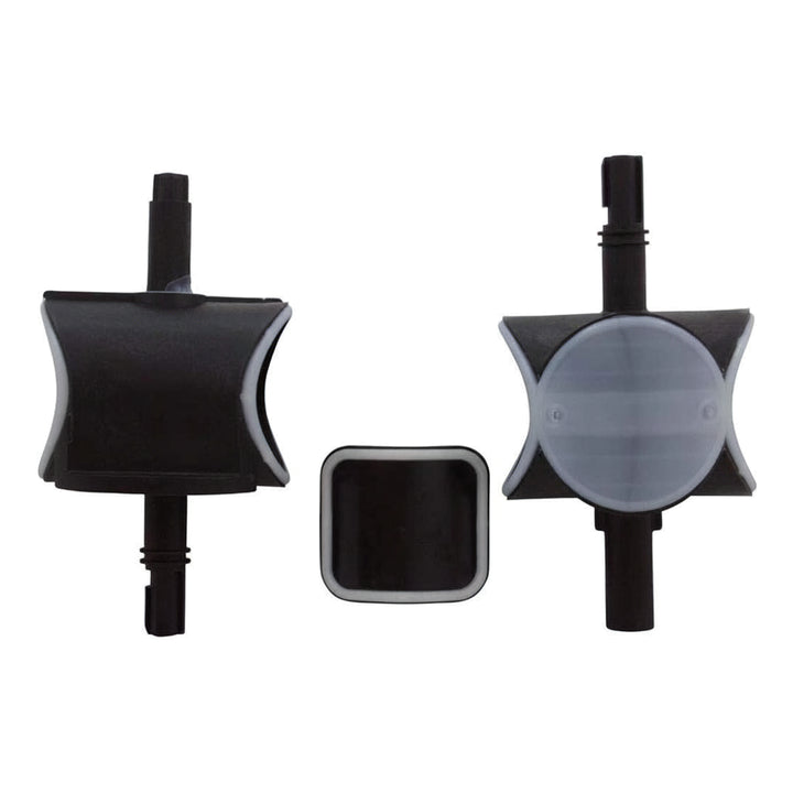 three black plastic valve components for Pentair FullFlo XF valve rebuild kit shown from multiple angles on a white background