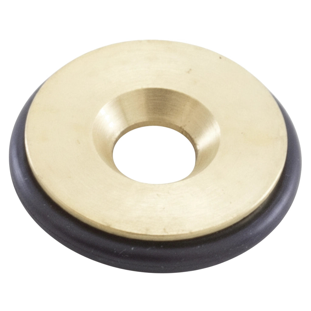 Pentair MasterTemp 250 NG gas orifice, round brass fitting with black rubber gasket, centered hole, 460739