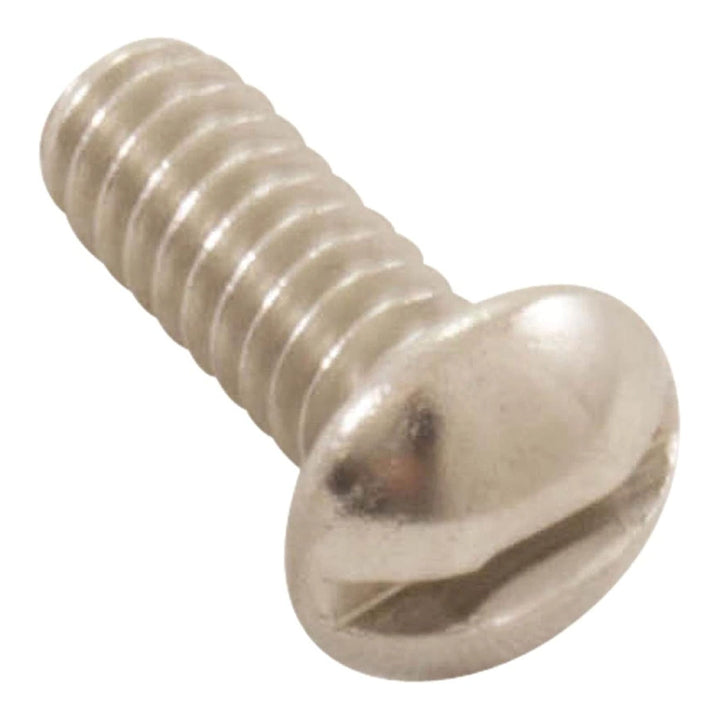 Pentair 10-24 x 1/2 in. stainless steel grounding screw with rounded slotted head, shown at a diagonal angle.