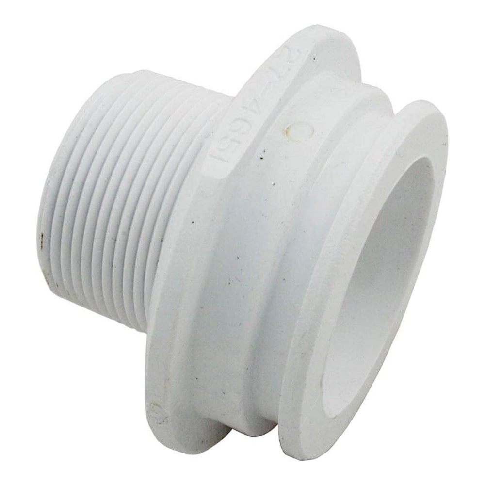 White PVC threaded adapter with molded flange, Pentair HiFlow 274651Z multiport valve fitting.
