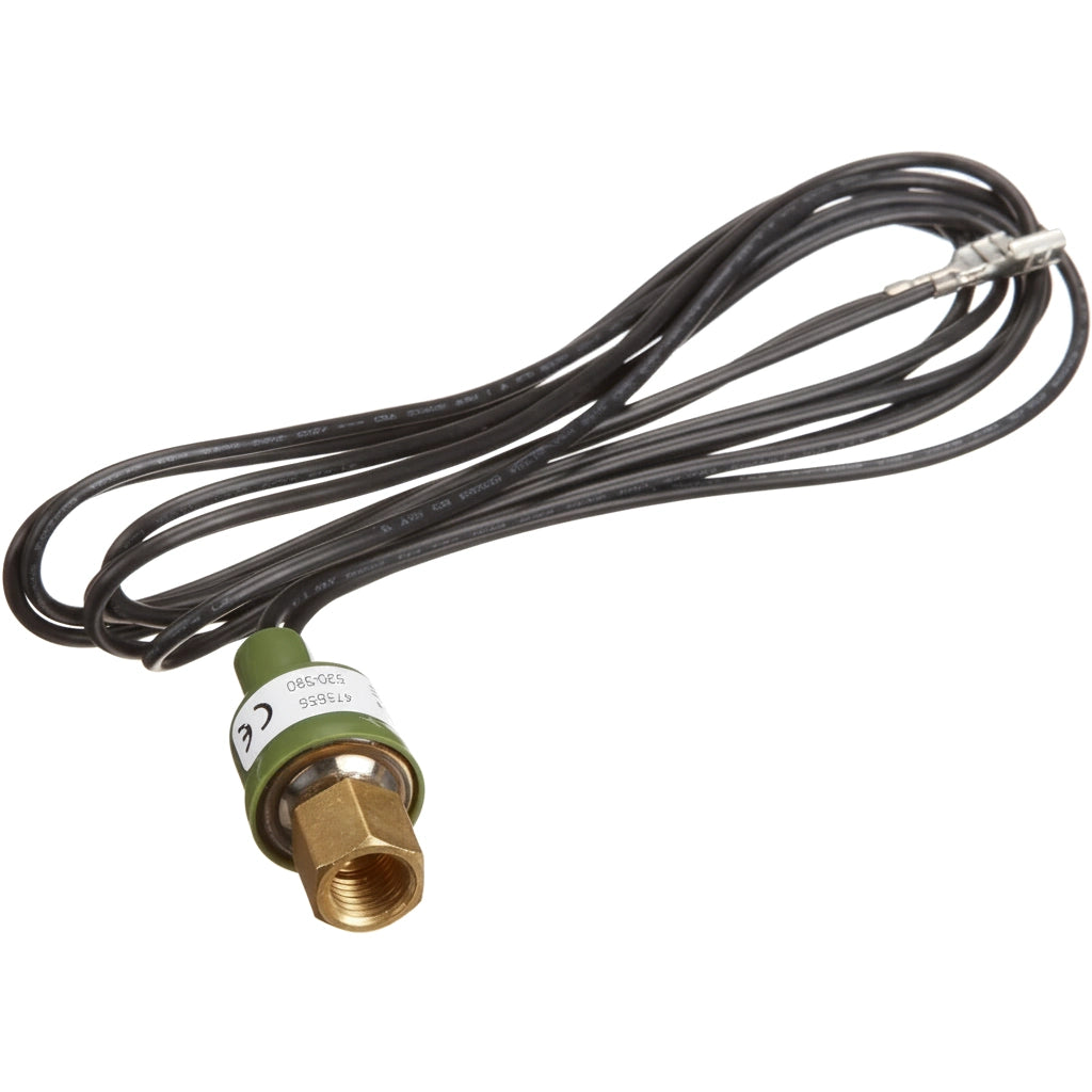 Pentair High Pressure Switch 473655 with green cap, brass threaded fitting, and coiled black wire lead