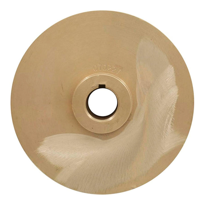 Pentair 070227 medium head impeller, round brass-tone disc with center hub and curved vane cutout.