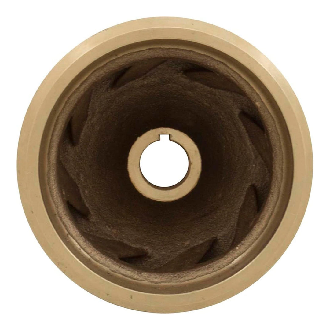 Pentair 070227 bronze impeller, front view showing curved vanes and center bore with keyway slot.