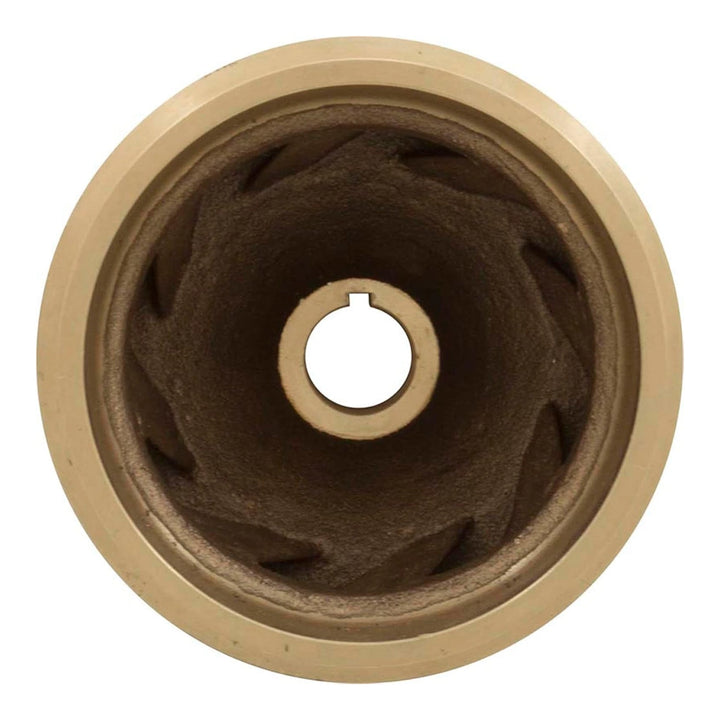 Pentair 070227 bronze impeller, front view showing curved vanes and center bore with keyway slot.