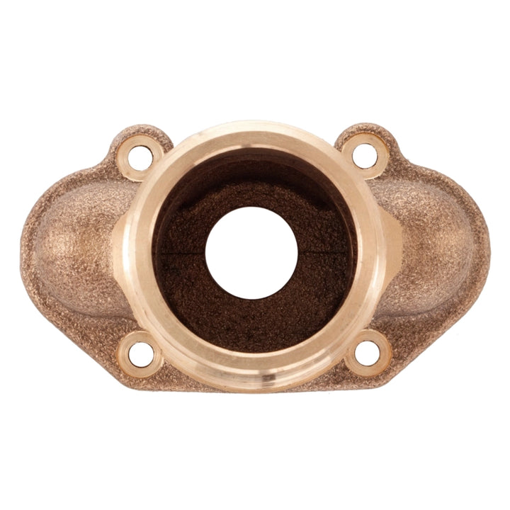 Brass Pentair inlet fitting 461103 with central bore and four mounting holes, viewed head-on.