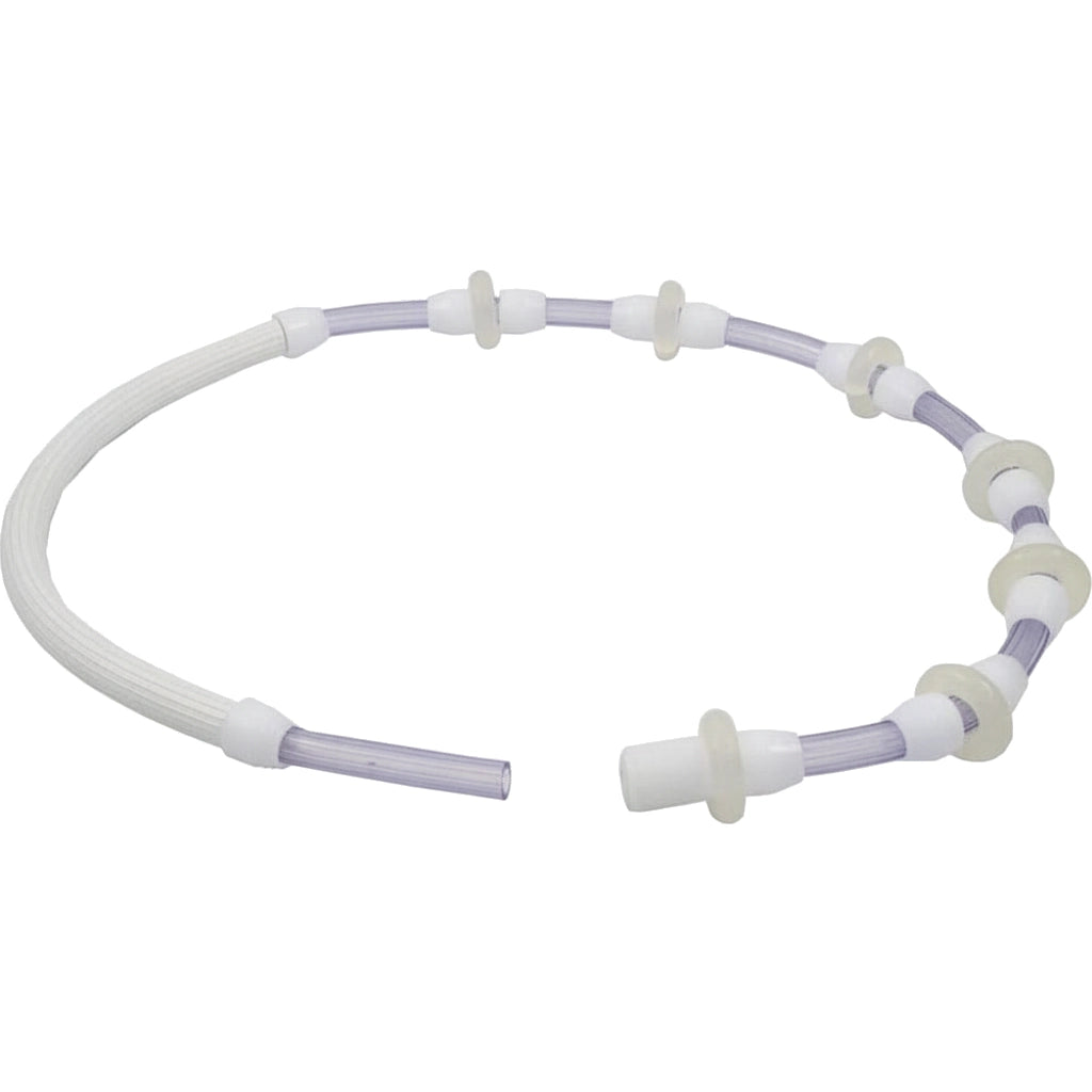 Pentair Jet-Vac replacement hose JV52, coiled clear tubing with white ribbed sections and plastic float rings.