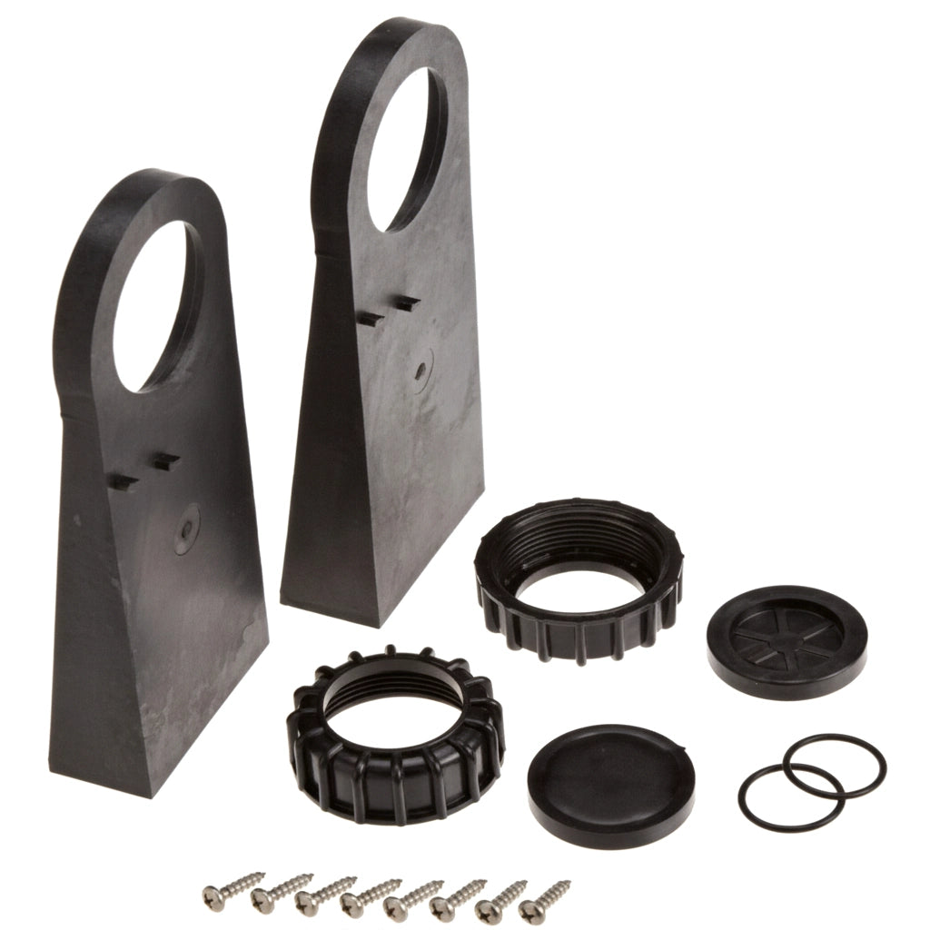 Pentair MagicStream Laminar Bracket Kit 590030 with two black mounting brackets, threaded rings, caps, O-rings, and screws