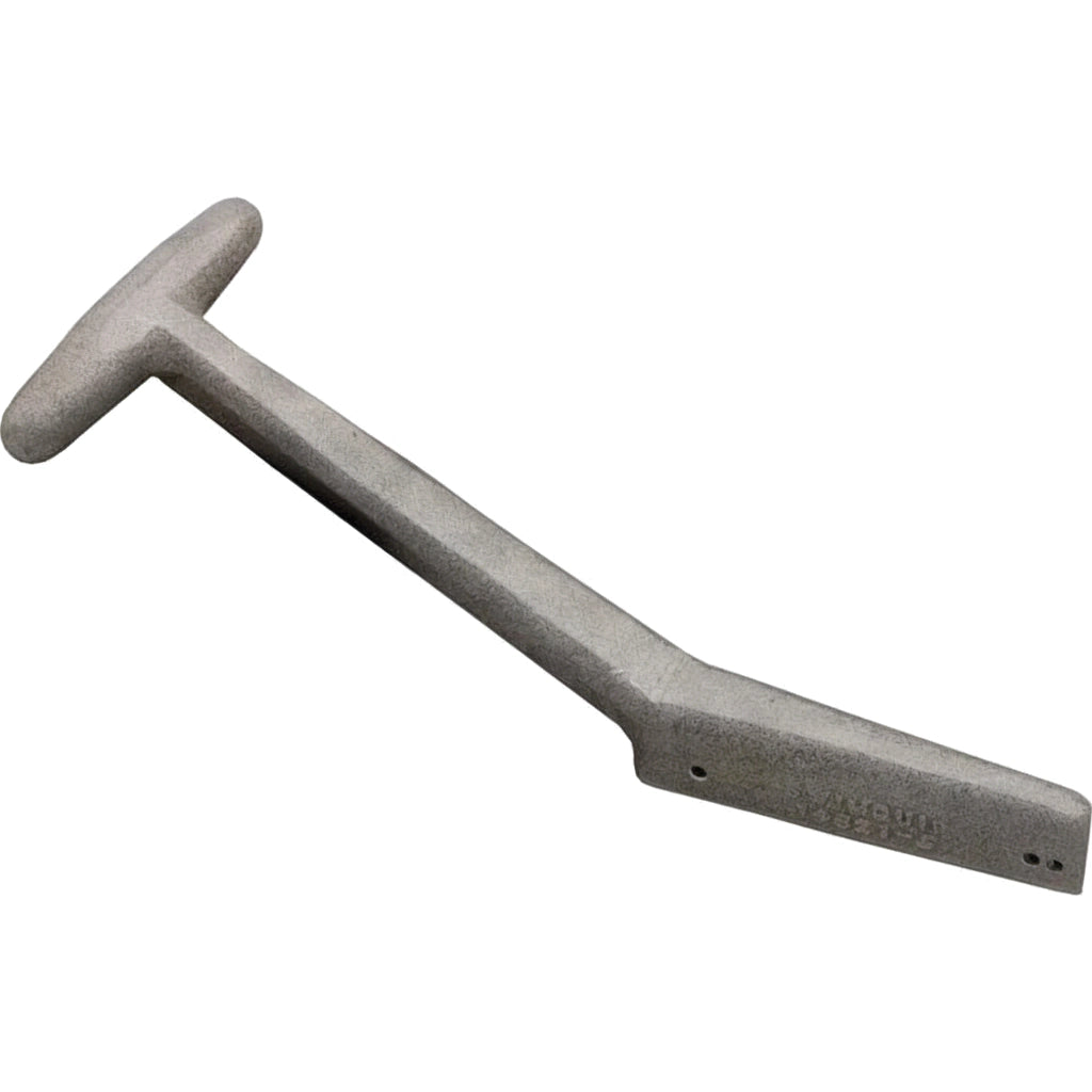 Pentair lever handle 14821-0005, cast metal T-shaped grip with angled shaft, mounting holes at base.